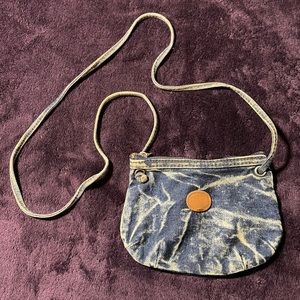 Vintage Small Acid Wash Jean Zipper Bag